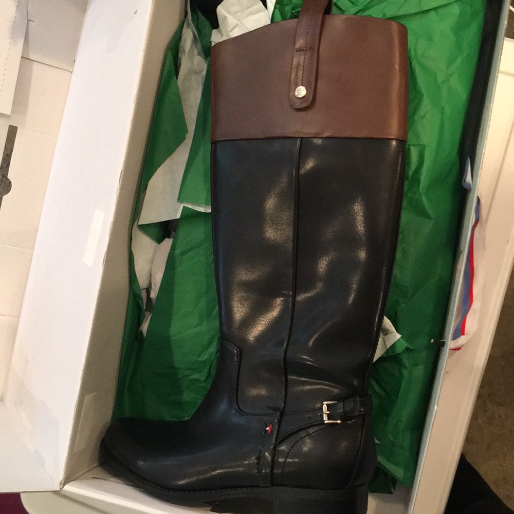 Tommy Hilfiger Black Dark Cognac Riding Boot - Picture 8 of 8